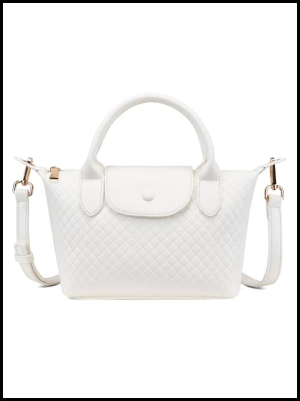 Vegan Leather Woven Small Top Handle Crossbody Handbag Purse